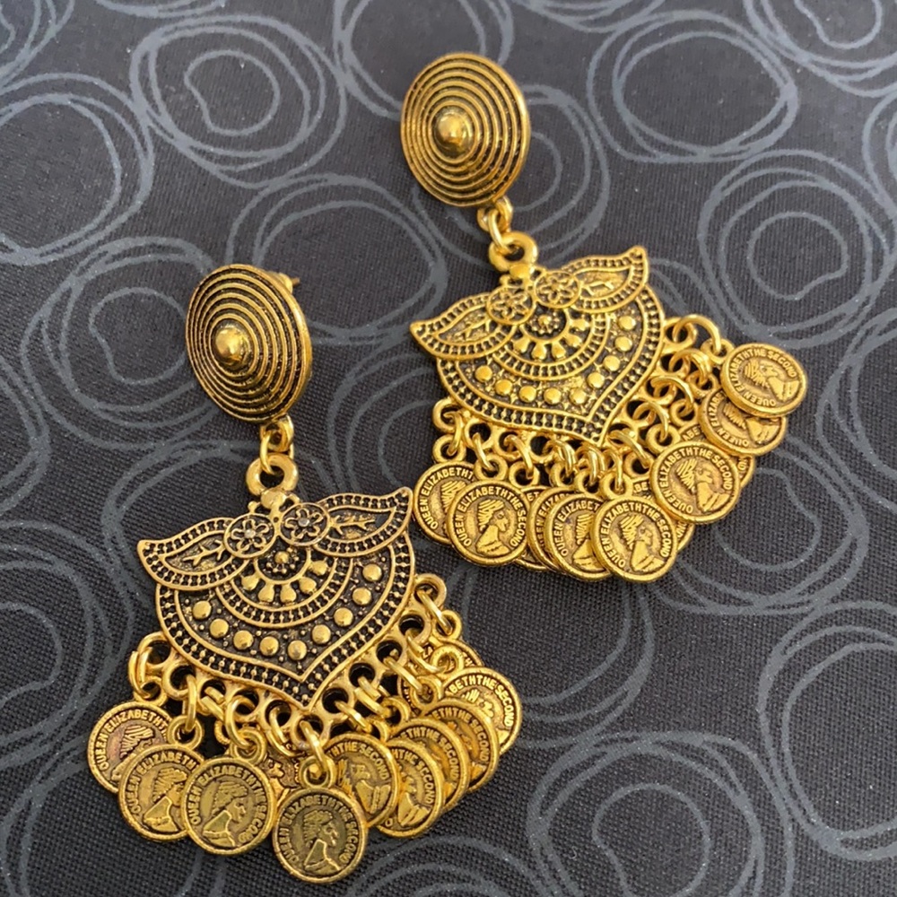New Antique Finish Earrings Coins